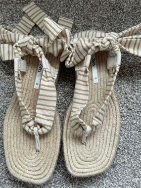 Zara Ribbon Tye Sandals/Espadrilles